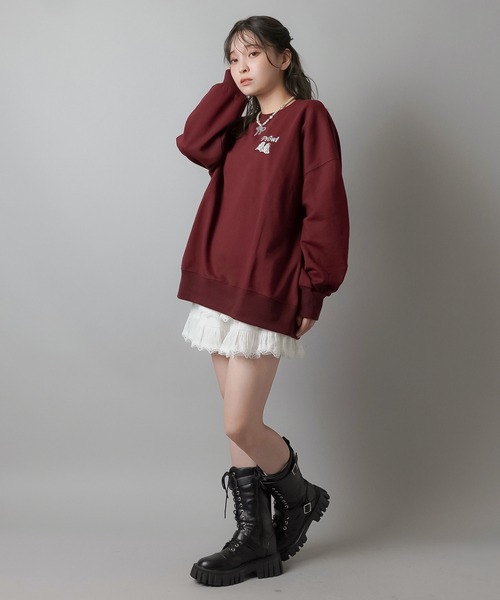 SPINNS（スピンズ）の「オバケカップルデザインビッグスウェット（スウェット・レディース・スミクロ/杢グレー/キナリ/オレンジ/バーガンディー・ONESIZE）」の15枚目の写真