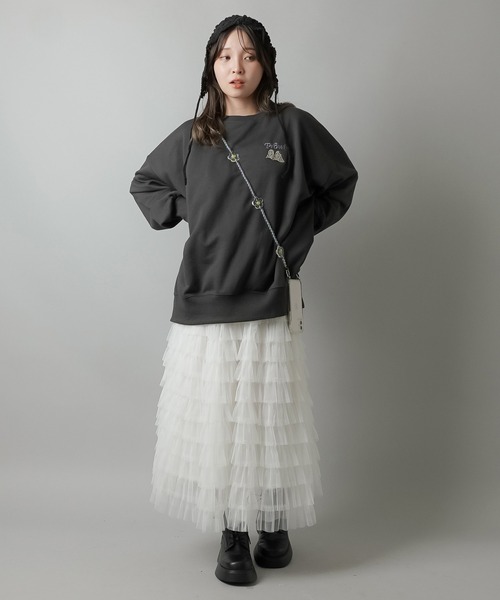 SPINNS（スピンズ）の「オバケカップルデザインビッグスウェット（スウェット・レディース・スミクロ/杢グレー/キナリ/オレンジ/バーガンディー・ONESIZE）」の17枚目の写真