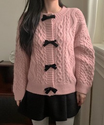 カーディガン/ボレロ（ピンク/桃色系・リボン）ファッション通販