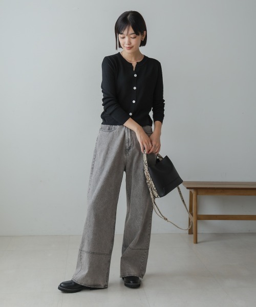 Bou Jeloud(ブージュルード)の「ソフトタッチキーネックカーデ(カーディガン/ボレロ・レディース・ブラック/ベージュ/グレー/レッド・FREE)」の12枚目の写真