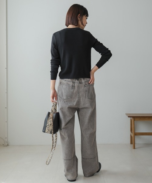 Bou Jeloud(ブージュルード)の「ソフトタッチキーネックカーデ(カーディガン/ボレロ・レディース・ブラック/ベージュ/グレー/レッド・FREE)」の19枚目の写真