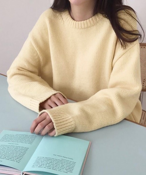 Miniministore(ミニミニストア)の「ニットセーター リブニット 秋冬 長袖(ニット/セーター・レディース・ブラック/アイボリー/ベージュ/オレンジ/パープル・FREE)」の3枚目の写真