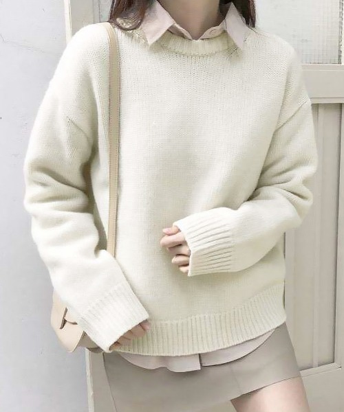 Miniministore(ミニミニストア)の「ニットセーター リブニット 秋冬 長袖(ニット/セーター・レディース・ブラック/アイボリー/ベージュ/オレンジ/パープル・FREE)」の2枚目の写真