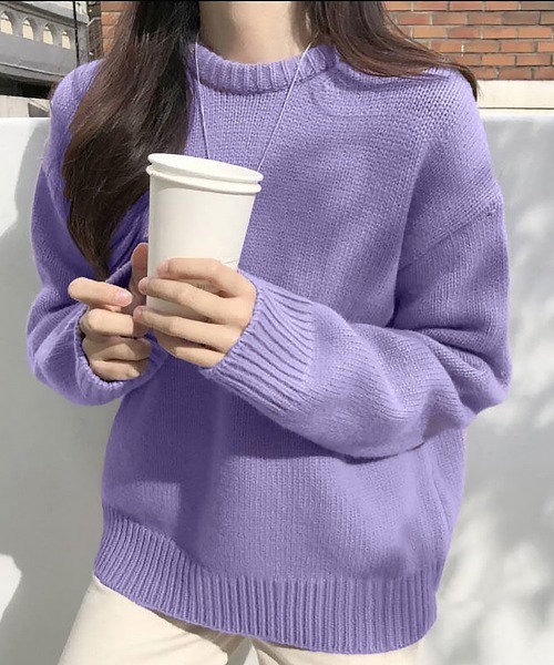 Miniministore(ミニミニストア)の「ニットセーター リブニット 秋冬 長袖(ニット/セーター・レディース・ブラック/アイボリー/ベージュ/オレンジ/パープル・FREE)」の6枚目の写真