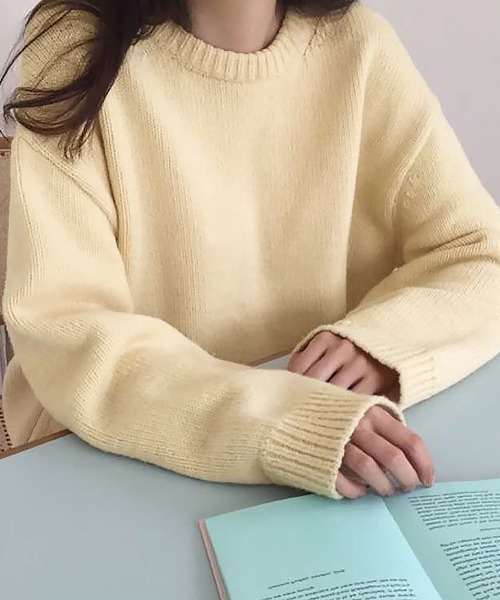 Miniministore(ミニミニストア)の「ニットセーター リブニット 秋冬 長袖(ニット/セーター・レディース・ブラック/アイボリー/ベージュ/オレンジ/パープル・FREE)」の10枚目の写真
