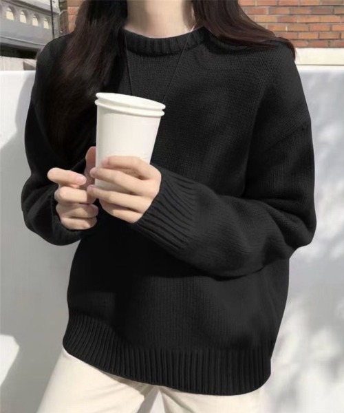 Miniministore(ミニミニストア)の「ニットセーター リブニット 秋冬 長袖(ニット/セーター・レディース・ブラック/アイボリー/ベージュ/オレンジ/パープル・FREE)」の11枚目の写真