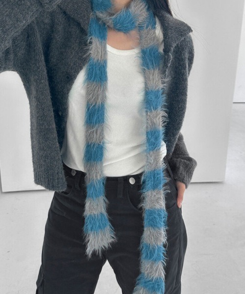 ARCHIVER(アーカイバ)の「【Bz】スキニーロングニットスカーフ/ロングタイ/細マフラー(MA)(マフラー・レディース・ブラック/ブルー/ブラウン/ホワイト・FREE)」の9枚目の写真