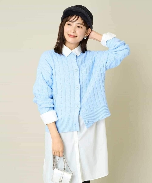 a.v.v（アーヴェヴェ）の「2WAY アラン柄ニットカーディガン（カーディガン/ボレロ・レディース・グレー/ダークインディゴブルー/ベージュ・34/36/38/42/40）」の11枚目の写真