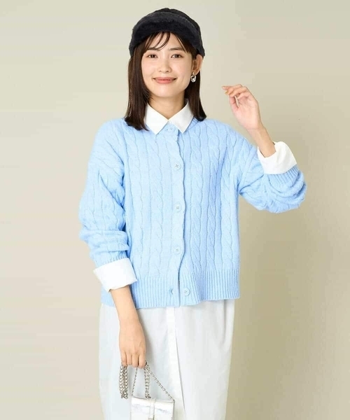 a.v.v（アーヴェヴェ）の「2WAY アラン柄ニットカーディガン（カーディガン/ボレロ・レディース・グレー/ダークインディゴブルー/ベージュ・34/36/38/42/40）」の12枚目の写真