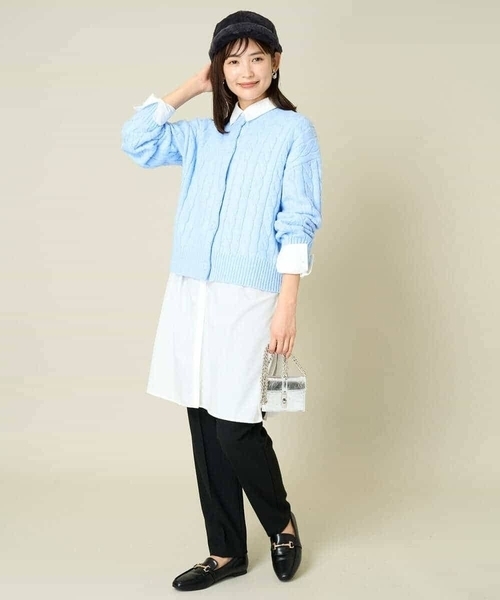 a.v.v（アーヴェヴェ）の「2WAY アラン柄ニットカーディガン（カーディガン/ボレロ・レディース・グレー/ダークインディゴブルー/ベージュ・34/36/38/42/40）」の16枚目の写真