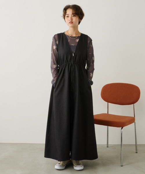 Unitage（ユニテージ）の「フレアZIPジャンスカ（ワンピース・レディース・ブラック/チャコールグレー/ブラウン/ネイビー・FREE）」の13枚目の写真