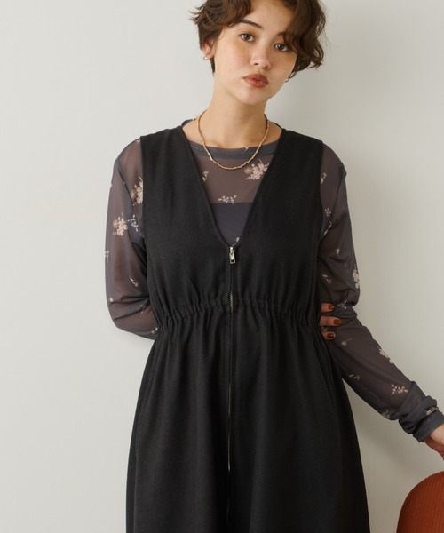 Unitage（ユニテージ）の「フレアZIPジャンスカ（ワンピース・レディース・ブラック/チャコールグレー/ブラウン/ネイビー・FREE）」の10枚目の写真