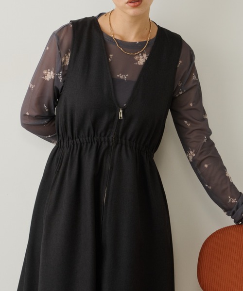 Unitage（ユニテージ）の「フレアZIPジャンスカ（ワンピース・レディース・ブラック/チャコールグレー/ブラウン/ネイビー・FREE）」の8枚目の写真