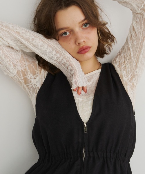 Unitage（ユニテージ）の「フレアZIPジャンスカ（ワンピース・レディース・ブラック/チャコールグレー/ブラウン/ネイビー・FREE）」の14枚目の写真