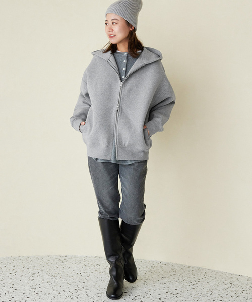 JOURNAL STANDARD relume（ジャーナルスタンダード　レリューム）の「【洗濯機洗い可能】［24AW 新色追加/WEB限定色あり］待望の再入荷！フーディーブルゾン（パーカー・レディース・チャコールグレー/スミクロ/アイボリー・FREE）」の21枚目の写真