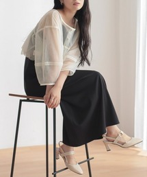 ランタンスリーブチュールボレロ+キャミワンピースドレス 大きいサイズ有 〔Neina〕