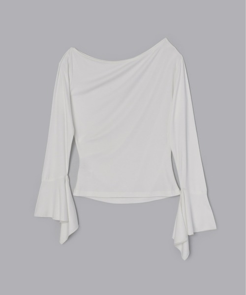 Olu.（オルドット）の「ドレープフレアスリーブカットソー（Tシャツ/カットソー・レディース・チャコールグレー/ホワイト・FREE）」の14枚目の写真