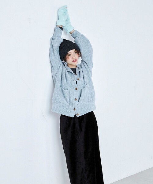 fredy emue（フレディエミュ）の「ブークレニットシャツカーディガン（カーディガン/ボレロ・レディース・ネイビー/アイボリー/サックスブルー/グレー・38）」の10枚目の写真