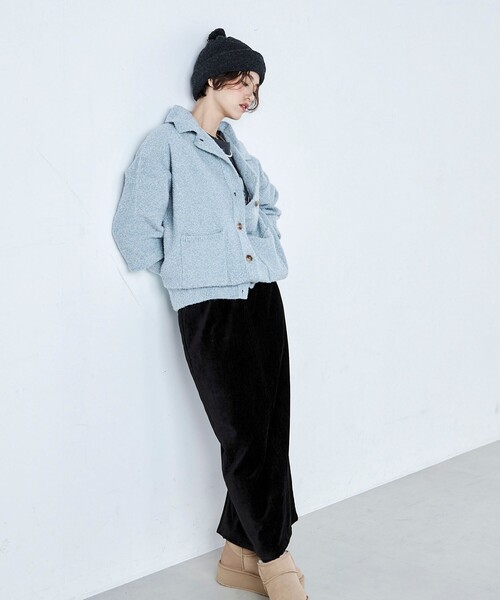 fredy emue（フレディエミュ）の「ブークレニットシャツカーディガン（カーディガン/ボレロ・レディース・ネイビー/アイボリー/サックスブルー/グレー・38）」の12枚目の写真