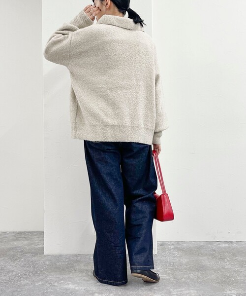 fredy emue（フレディエミュ）の「ブークレニットシャツカーディガン（カーディガン/ボレロ・レディース・ネイビー/アイボリー/サックスブルー/グレー・38）」の20枚目の写真