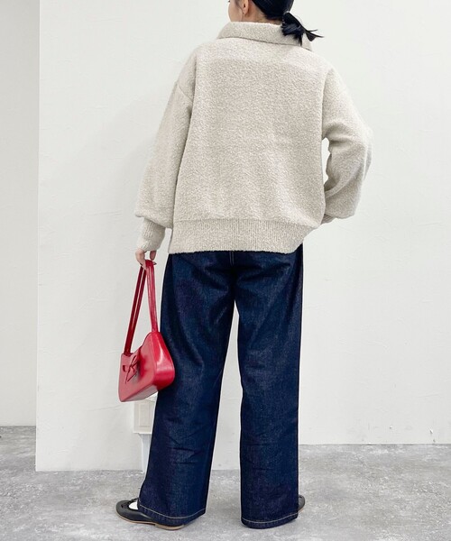 fredy emue（フレディエミュ）の「ブークレニットシャツカーディガン（カーディガン/ボレロ・レディース・ネイビー/アイボリー/サックスブルー/グレー・38）」の21枚目の写真