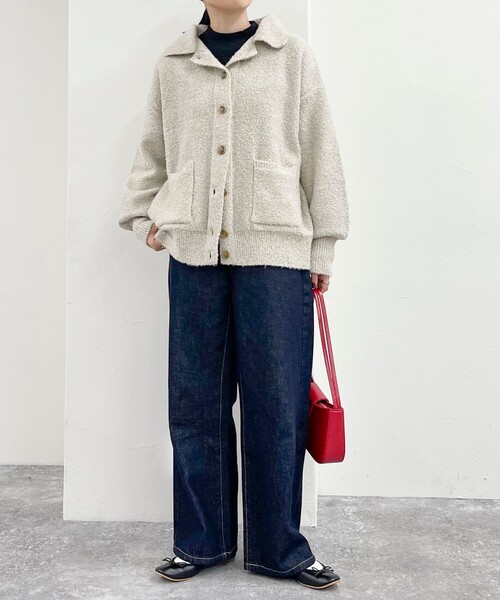 fredy emue（フレディエミュ）の「ブークレニットシャツカーディガン（カーディガン/ボレロ・レディース・ネイビー/アイボリー/サックスブルー/グレー・38）」の22枚目の写真