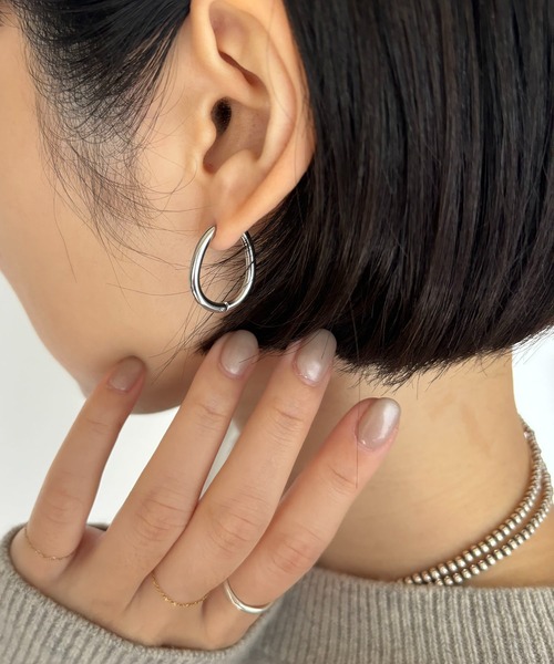 Diliraba(ディリラバ)の「【Diliraba】ステンレスフープ+ストーンピアスセット B(ピアス(両耳用)・レディース・ゴールド/シルバー・FREE)」の1枚目の写真