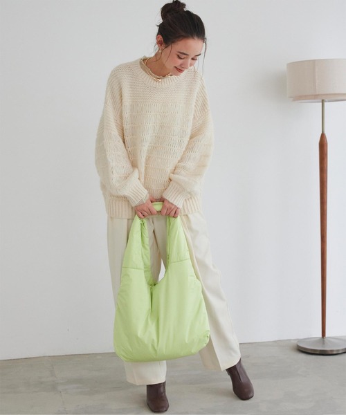 titivate(ティティベイト)の「撥水中綿トートバッグ(トートバッグ・レディース・ブラック/ライトグリーン/アイボリー/ラベンダー・FREE)」の16枚目の写真