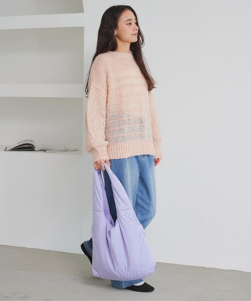 titivate(ティティベイト)の「撥水中綿トートバッグ(トートバッグ・レディース・ブラック/ライトグリーン/アイボリー/ラベンダー・FREE)」の9枚目の写真