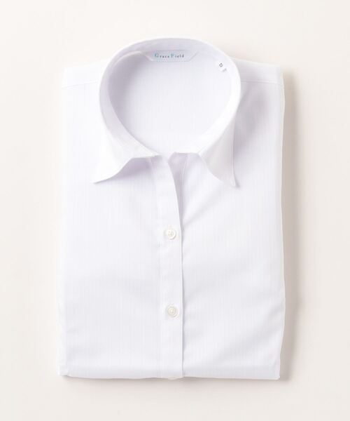 HARUYAMA（ハルヤマ）の「【形態安定】GraceField　スキッパーブラウス　カラードビー 通年（シャツ/ブラウス・レディース・ホワイト/ライトピンク・21号/13号/5号/17号/19号/7号/15号/11号/9号）」の2枚目の写真