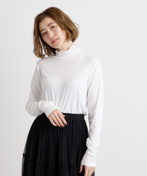 grove(グローブ)の「レイヤードシアータートルプルオーバー(Tシャツ/カットソー・レディース・ブラック/オフホワイト・02/03/01/04/05)」の3枚目の写真