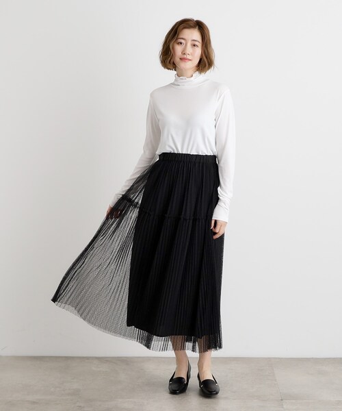 grove(グローブ)の「レイヤードシアータートルプルオーバー(Tシャツ/カットソー・レディース・ブラック/オフホワイト・02/03/01/04/05)」の5枚目の写真