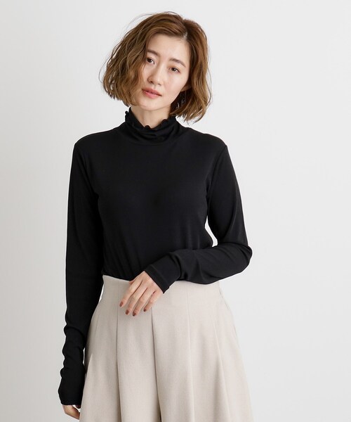 grove(グローブ)の「レイヤードシアータートルプルオーバー(Tシャツ/カットソー・レディース・ブラック/オフホワイト・02/03/01/04/05)」の8枚目の写真