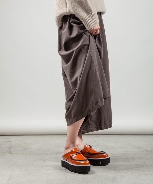 本革/厚底/3.5cm】厚底 バックレスローファー ALL BLACK│Jeffrey