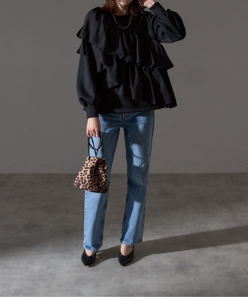 each（イーチ）の「裏起毛アシメティアードフリルスウェット（スウェット・レディース・ネイビー/ブラック/グレー・FREE）」の16枚目の写真