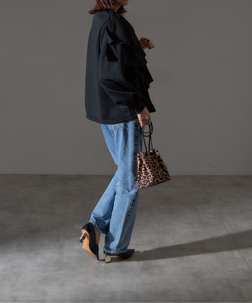 each（イーチ）の「裏起毛アシメティアードフリルスウェット（スウェット・レディース・ネイビー/ブラック/グレー・FREE）」の19枚目の写真