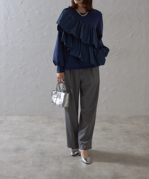 each（イーチ）の「裏起毛アシメティアードフリルスウェット（スウェット・レディース・ネイビー/ブラック/グレー・FREE）」の11枚目の写真