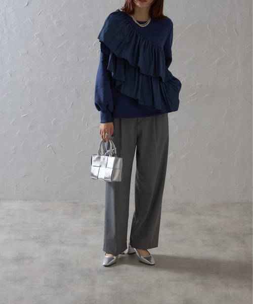 each（イーチ）の「裏起毛アシメティアードフリルスウェット（スウェット・レディース・ネイビー/ブラック/グレー・FREE）」の14枚目の写真