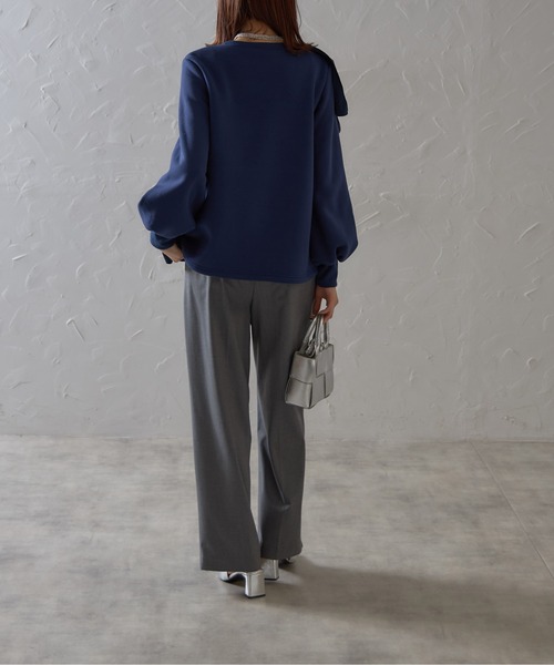 each（イーチ）の「裏起毛アシメティアードフリルスウェット（スウェット・レディース・ネイビー/ブラック/グレー・FREE）」の13枚目の写真