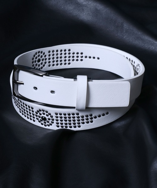 ANPAS（アンパス）の「35mm Width Western Studs Leather Belt/35mm幅 ウエスタン スタッズ レザー ベルト（ベルト・メンズ・ホワイト系その他/ブラウン系その他/ブラック系その他2/ブラック系その他/ホワイト系その他2/ブラウン系その他2・FREE）」の3枚目の写真