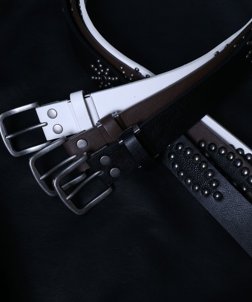 ANPAS（アンパス）の「35mm Width Western Studs Leather Belt/35mm幅 ウエスタン スタッズ レザー ベルト（ベルト・メンズ・ホワイト系その他/ブラウン系その他/ブラック系その他2/ブラック系その他/ホワイト系その他2/ブラウン系その他2・FREE）」の9枚目の写真