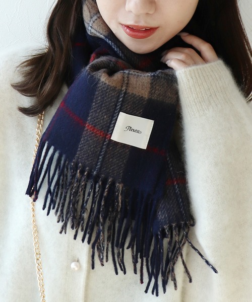 Jines(ジネス)の「ウールカシミア リバーシブルストール 30×170(ストール/ショール・レディース・グレー/ネイビー・フリー)」の2枚目の写真