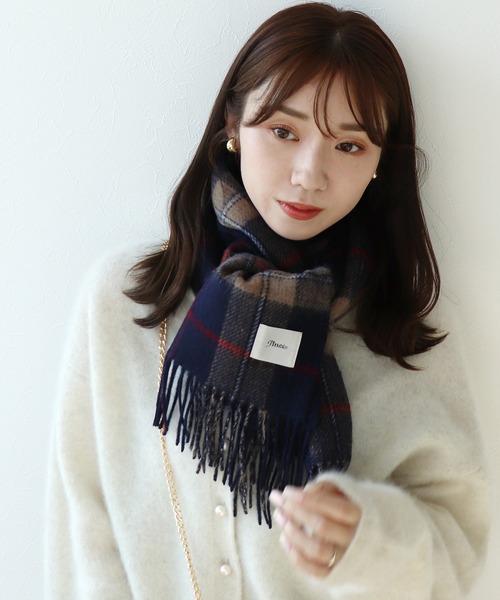 Jines(ジネス)の「ウールカシミア リバーシブルストール 30×170(ストール/ショール・レディース・グレー/ネイビー・フリー)」の8枚目の写真