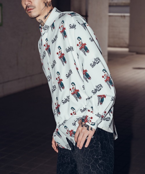 Subciety（サブサエティ）の「Patterned L/S shirt（シャツ/ブラウス・メンズ・ブラック系その他/ホワイト/ブラック/カモフラージュ・X-LARGE/LARGE/MEDIUM/SMALL）」の9枚目の写真