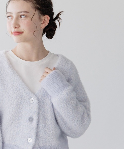 GLOBAL WORK（グローバルワーク）の「インナーセットフワフワカーデ/253182（カーディガン/ボレロ・キッズ・グリーン/ブルー・150cm/140cm/160cm/130cm）」の2枚目の写真