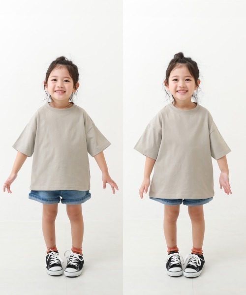 devirock(デビロック)の「綿100% デビラボ BIGシルエット プリント半袖Tシャツ(Tシャツ/カットソー・キッズ・ホワイト系1/ホワイト系2/グリーン系1/ブラック系2/ホワイト系3/グリーン系3/オレンジ系1/ピンク系1/ブルー系1/ブラック系1/グレー系1/パープル系1/グリーン系2/ブラック系3・90cm/100cm/110cm/120cm/130cm/140cm/150cm/160cm)」の16枚目の写真