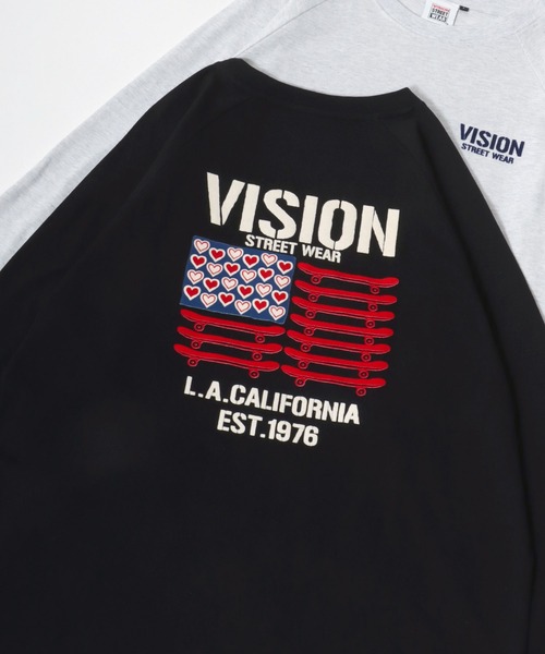 VISION STREET WEAR(ヴィジョンストリートウェア)の「VISION STREET WEAR/ヴィジョンストリートウエア オーバーサイズ ワンポイントロゴ スケボー ハートバックプリント ラグランロンT レディース メンズ(Tシャツ/カットソー・レディース・アッシュグレー/ブラック/ホワイト系その他・LL/M/L)」の3枚目の写真