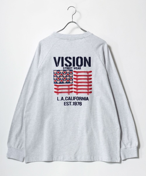 VISION STREET WEAR(ヴィジョンストリートウェア)の「VISION STREET WEAR/ヴィジョンストリートウエア オーバーサイズ ワンポイントロゴ スケボー ハートバックプリント ラグランロンT レディース メンズ(Tシャツ/カットソー・レディース・アッシュグレー/ブラック/ホワイト系その他・LL/M/L)」の7枚目の写真