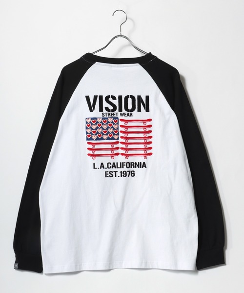 VISION STREET WEAR(ヴィジョンストリートウェア)の「VISION STREET WEAR/ヴィジョンストリートウエア オーバーサイズ ワンポイントロゴ スケボー ハートバックプリント ラグランロンT レディース メンズ(Tシャツ/カットソー・レディース・アッシュグレー/ブラック/ホワイト系その他・LL/M/L)」の5枚目の写真