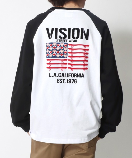 VISION STREET WEAR(ヴィジョンストリートウェア)の「VISION STREET WEAR/ヴィジョンストリートウエア オーバーサイズ ワンポイントロゴ スケボー ハートバックプリント ラグランロンT レディース メンズ(Tシャツ/カットソー・レディース・アッシュグレー/ブラック/ホワイト系その他・LL/M/L)」の11枚目の写真